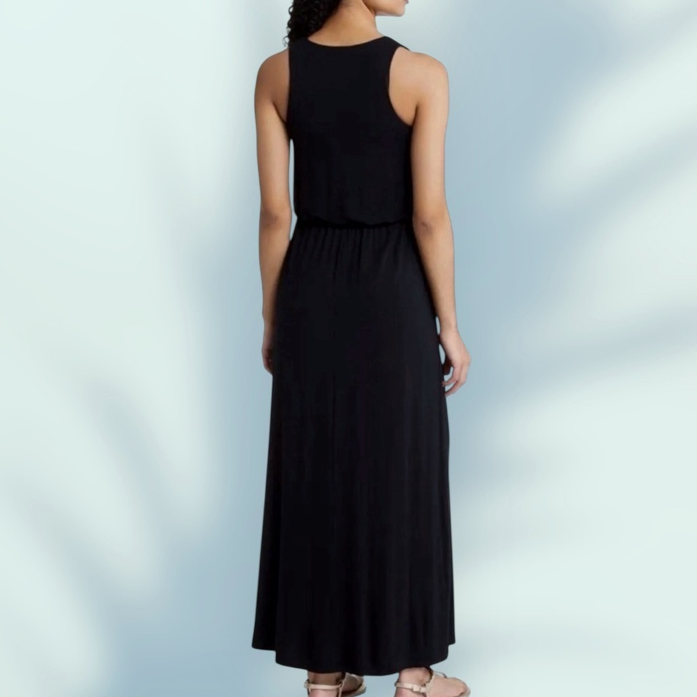 Nordstrom Caslon Black Knit Sleeveless Elastic Waist Maxi Dress M (8/10) - Picture 2 of 12